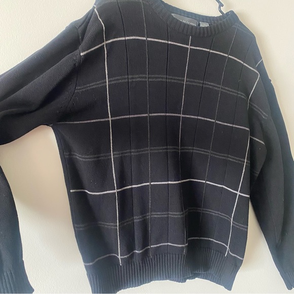 Oscar De La Renta Black Drop Needle Checkered Crewneck Sweater - Picture 4 of 4